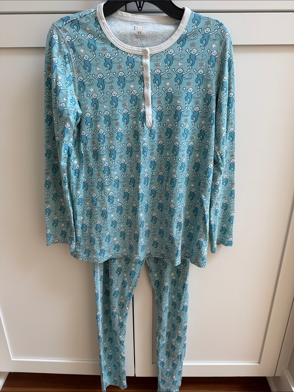 Roller Rabbit Monkey Print Blue Star Pajama Set size XS
